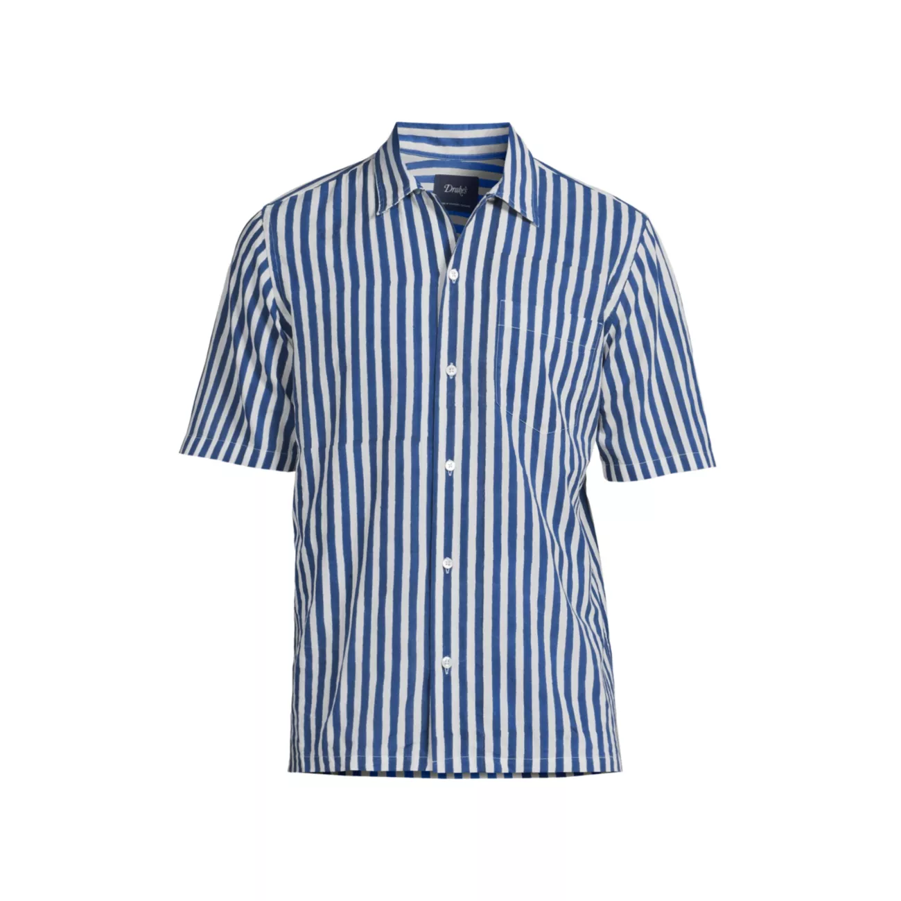 Camp Collar Striped Short-Sleeve Shirt Drake's