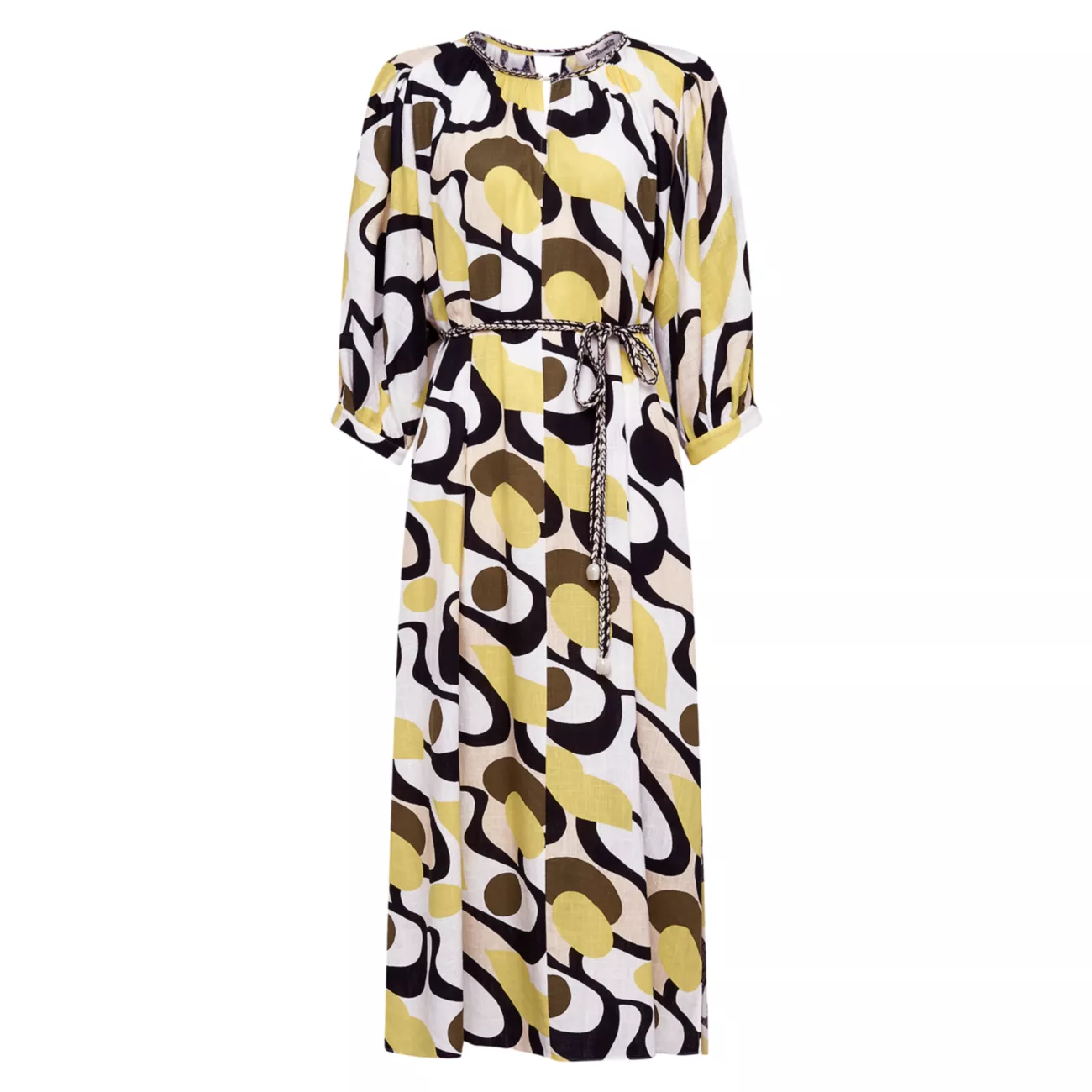 Bambi Abstract Linen-Blend Midi-Dress Diane von Furstenberg