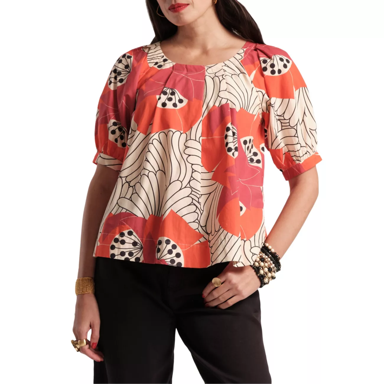 Zonda Printed Cotton Poplin Top Frances Valentine