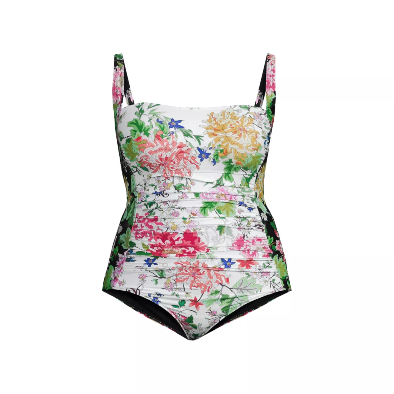 Metalli Ruched Floral One-Piece Swimsuit Johnny Was, Plus Size