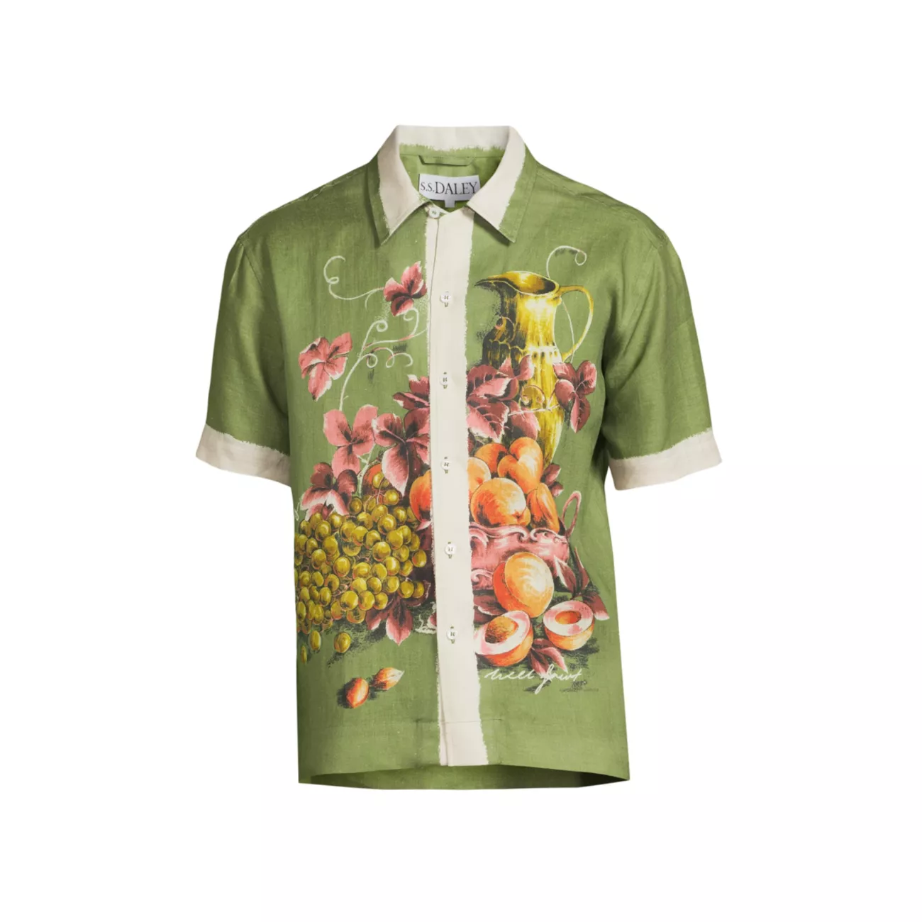 Merry Ment Fruit Bowl Linen Button-Front Shirt S.S. Daley