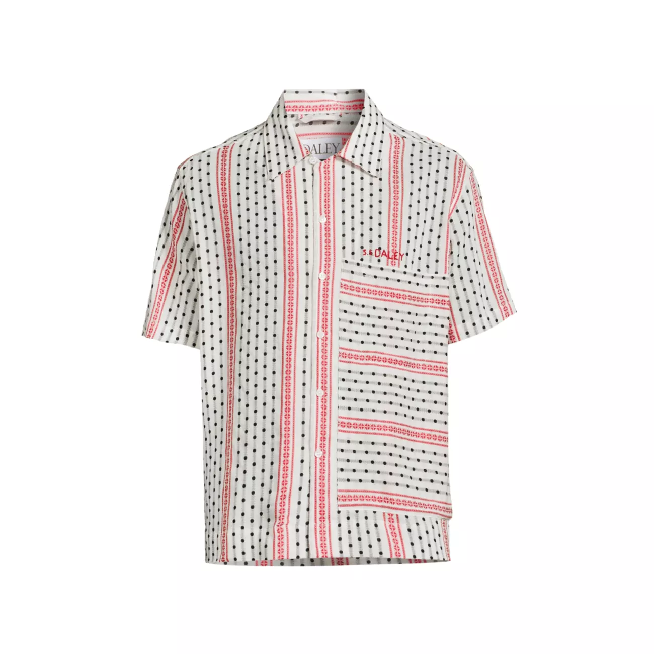 Merry Ment Turing Shirt Dot &amp; Striped Linen-Blend Shirt S.S. Daley
