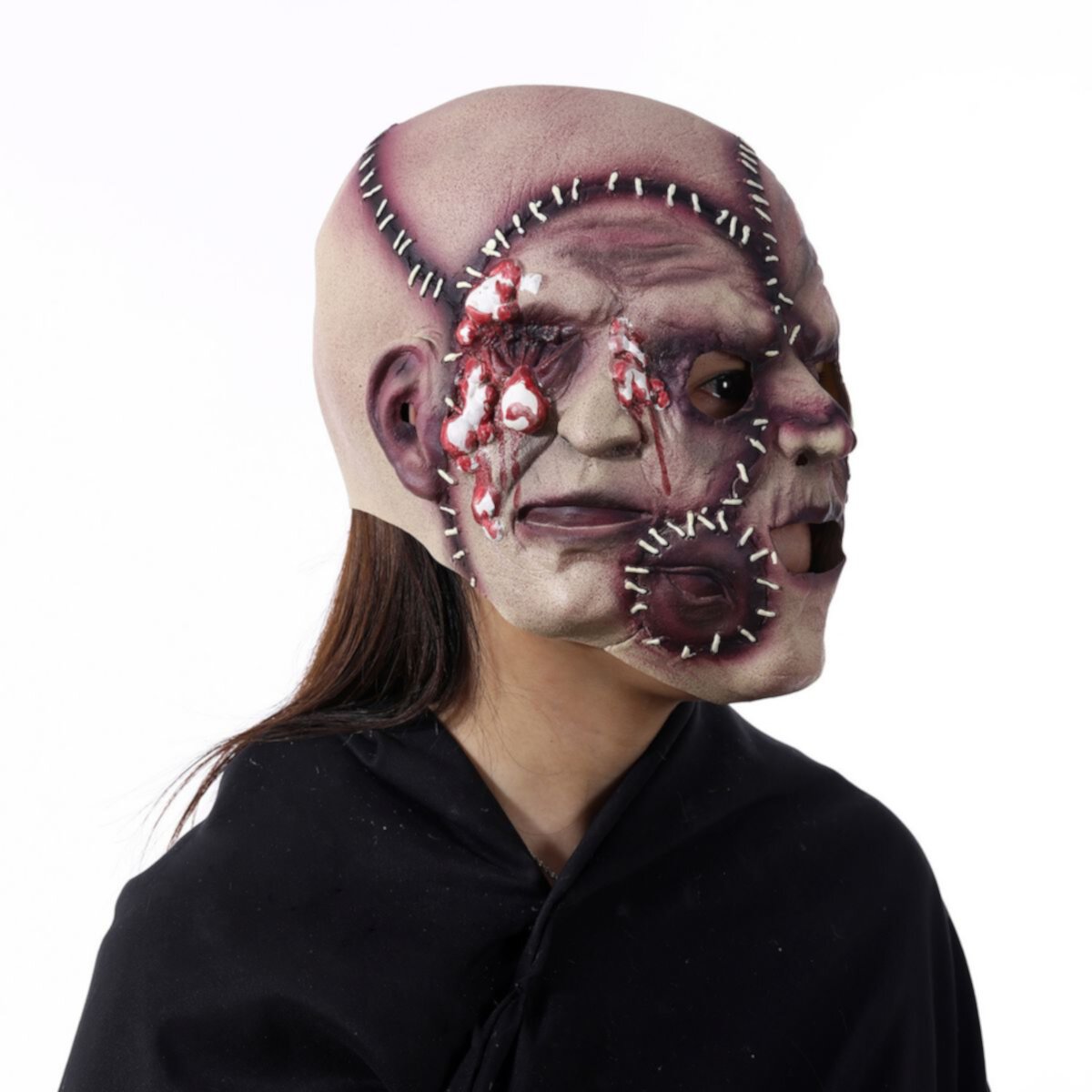 Halloween Party Three-sided Grimace Horror Mask Latex Soft Ghost Festival Simulation Face Headgear MESSIA SAM SUN