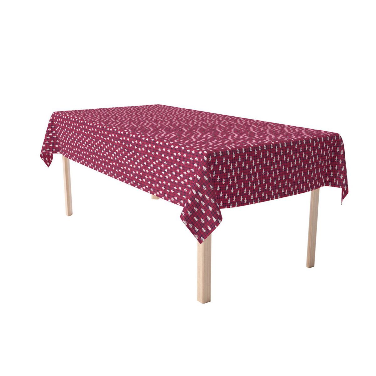 Rectangular Tablecloth, 100% Cotton, 60x84&#34;, Holiday Woodland Plaid Fabric Textile Products