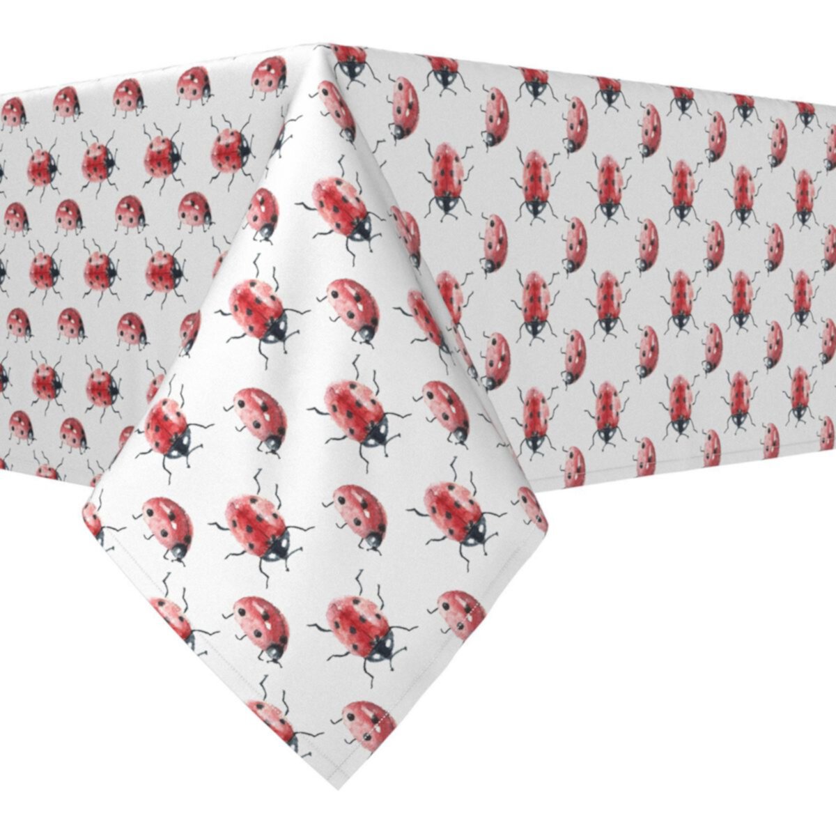 Rectangular Tablecloth, 100% Polyester, 60x84&#34;, Watercolor Ladybugs Fabric Textile Products