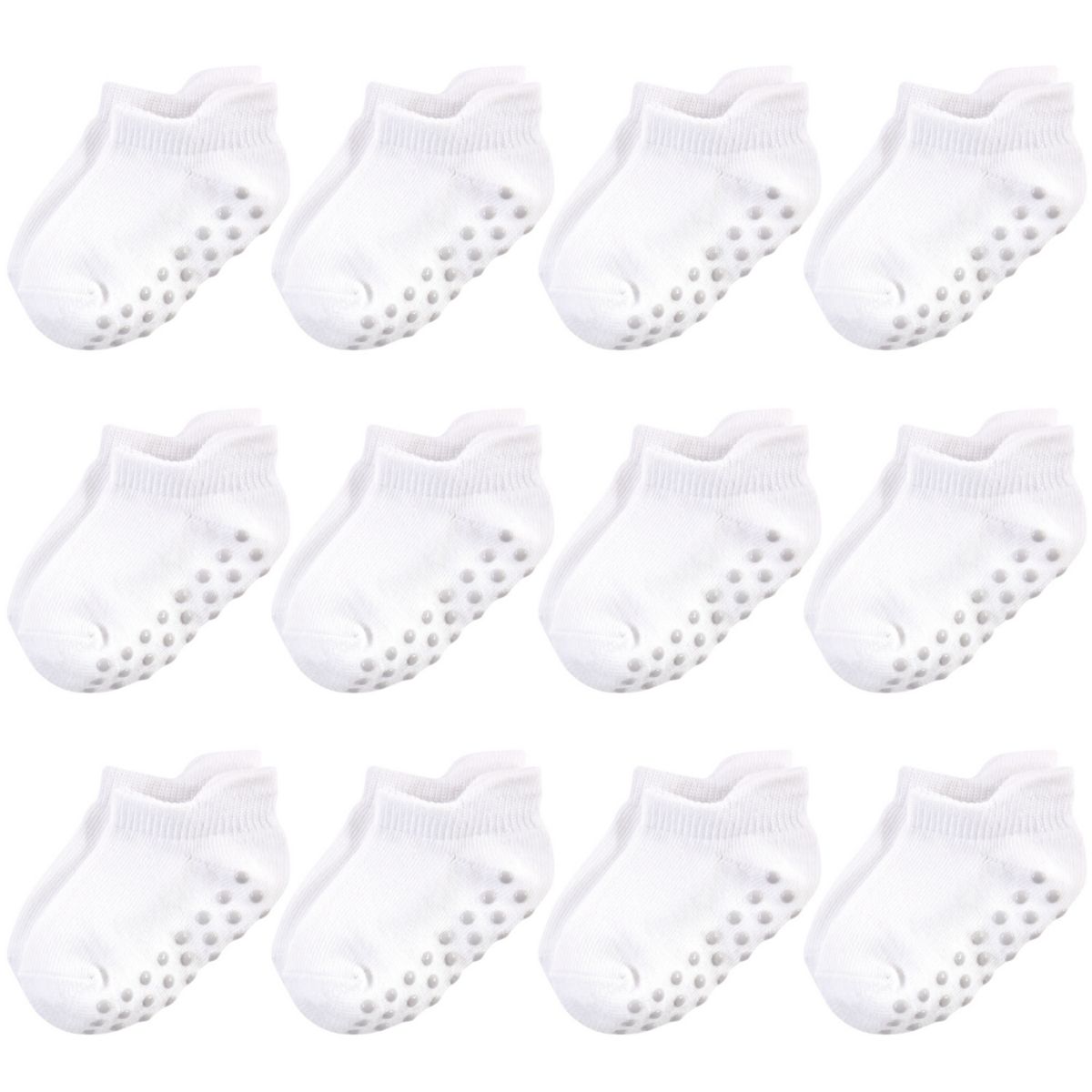 Touched by Nature Baby and Toddler Unisex Organic Cotton Socks with Non-Skid Gripper for Fall Resistance, White No-Show Touched by Nature