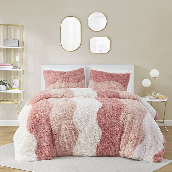 Intelligent Design Bridget Ombre Shaggy Faux Fur Duvet Cover Set Intelligent Design