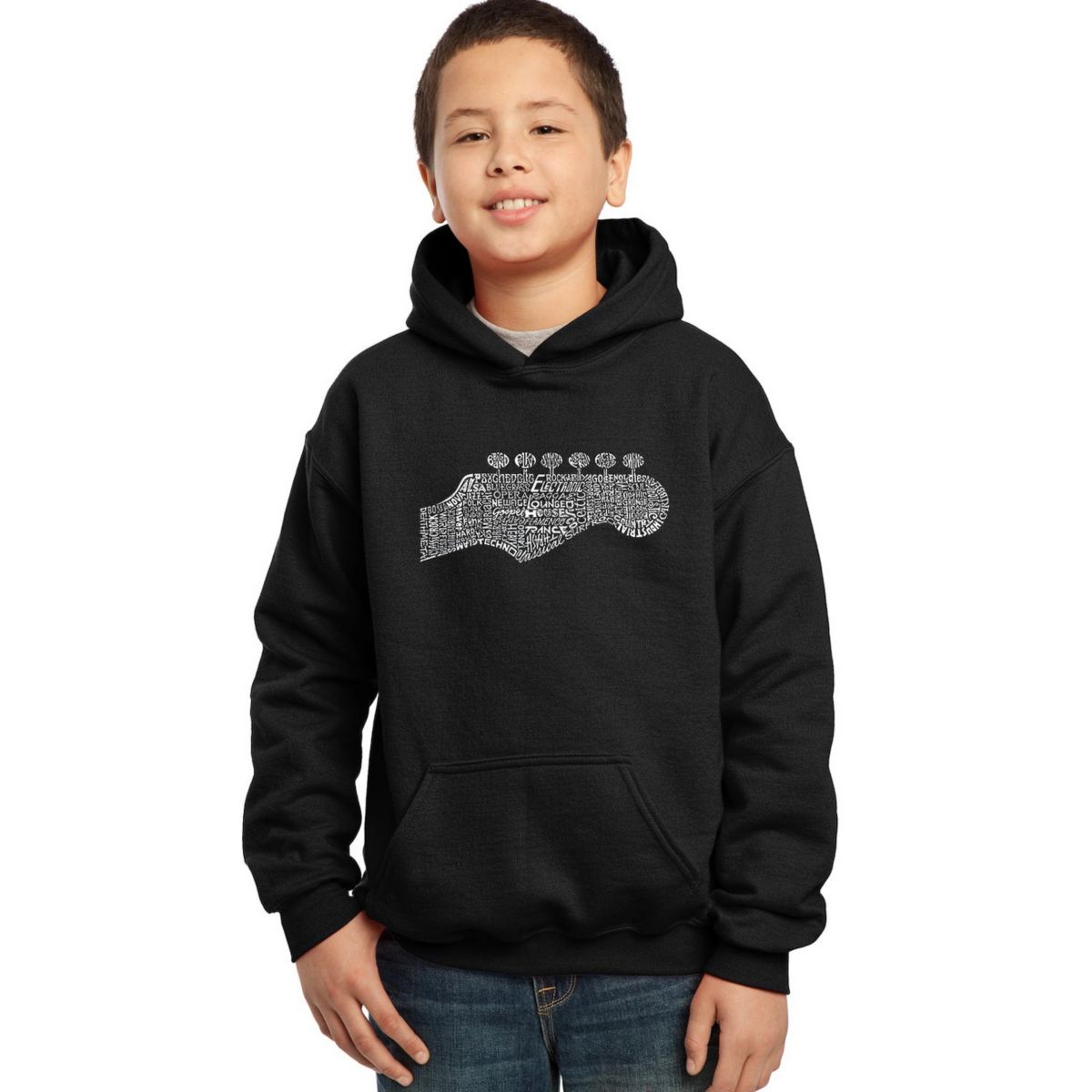 Guitar Head - Boy's Word Art Hooded Sweatshirt LA Pop Art