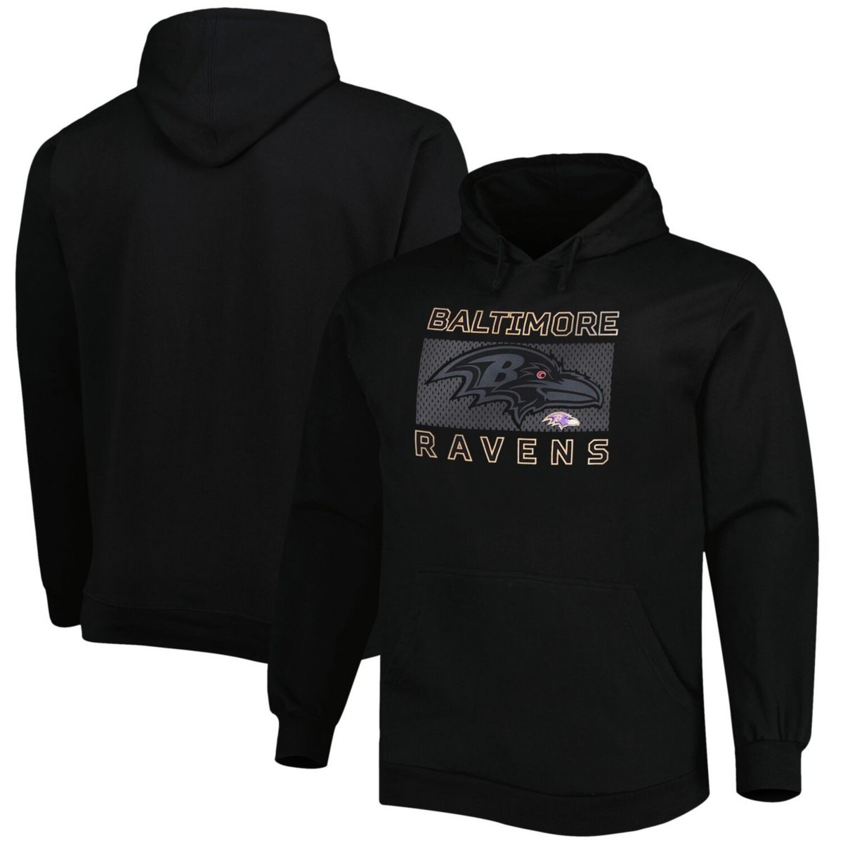 Men's Fanatics Branded Black Baltimore Ravens Big & Tall Pop of Color Pullover Hoodie Fanatics