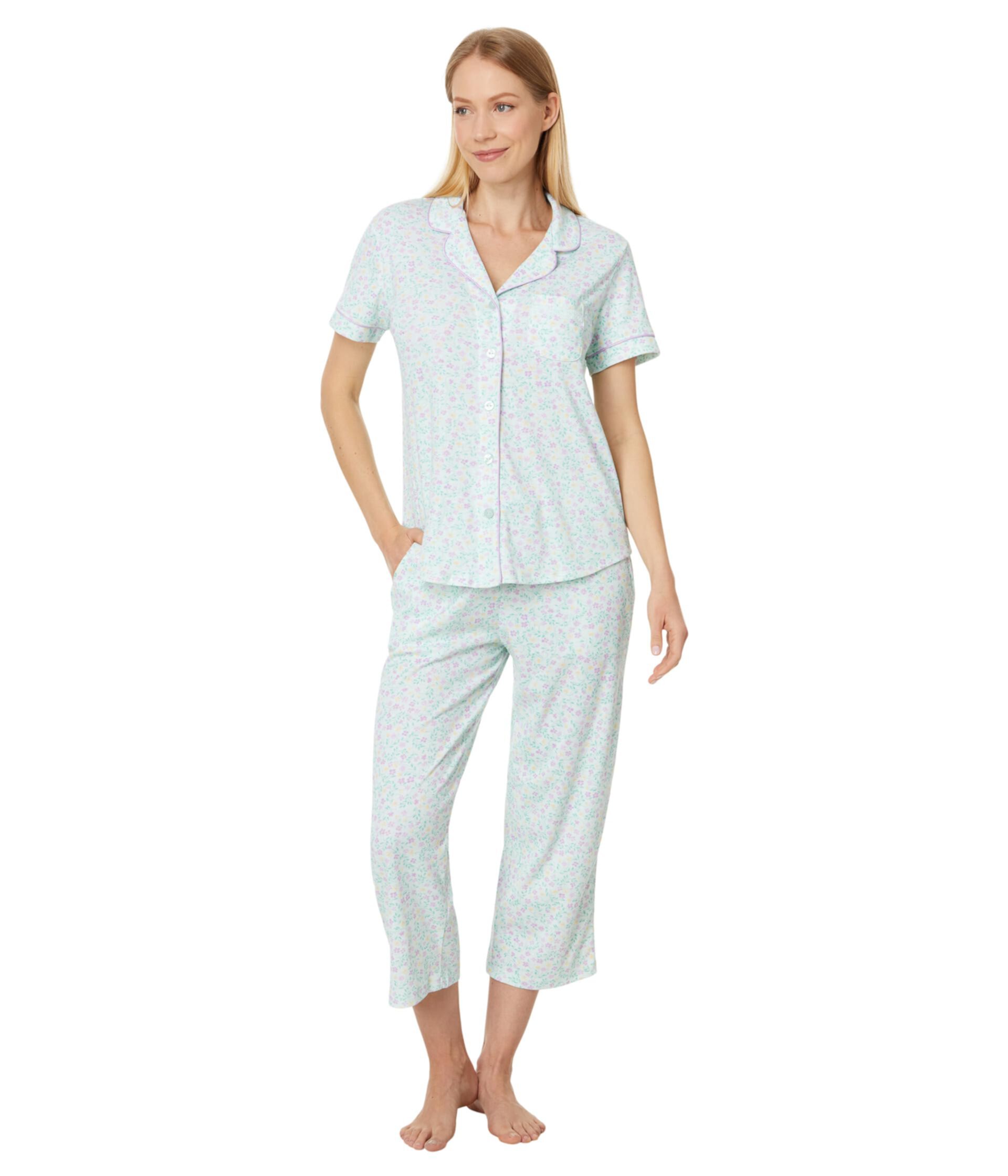 Short Sleeve Girlfriend Capri PJ Set with Lace Detail Karen Neuburger