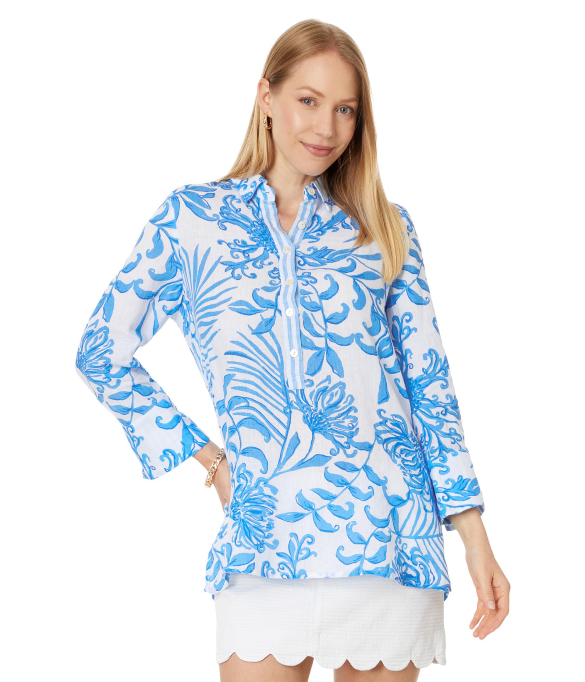 Женская Повседневная рубашка Lilly Pulitzer Riverlyn Pieced Print Tunic Lilly Pulitzer