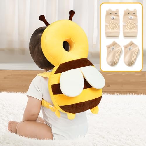 Pucmaoci Baby Head Protector Backpack: Alarm Function,Adjustable and Ultra-Light(Bee) Pucmaoci