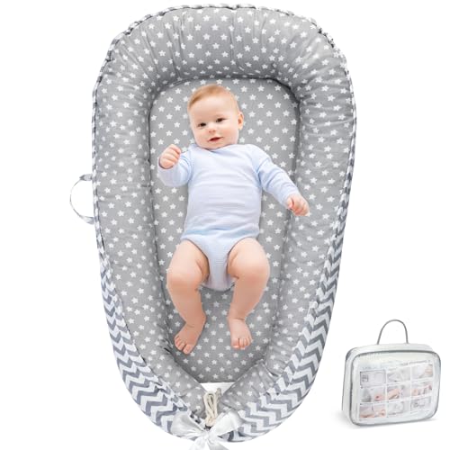 URMYWO Baby Lounger - Baby Lounger for Newborn, Breathable & Soft Baby Nest Cover Co Sleeper for Baby 0-24 Months, Babies Essentials Gifts, Portable Infant Lounger Baby Floor Seat for Home and Travel URMYWO