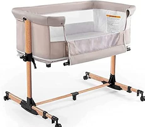 Baby Crib,3 in 1 Baby Bassinet Bedside Crib Bedside Sleeper Adjustable Portable Bed for Infant,Baby Newborn Must Have Bed,Beige Soobaby