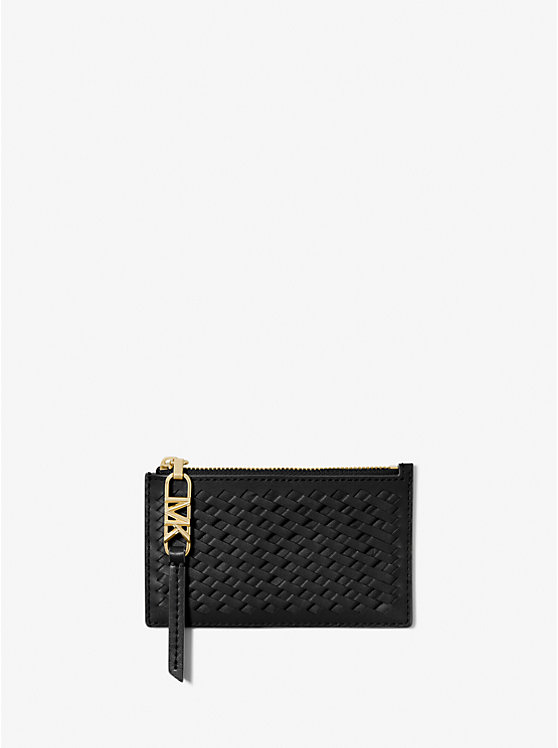Empire Small Woven Leather Card Case Michael Kors