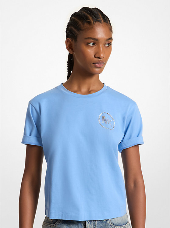 Embellished Logo Organic Cotton T-Shirt Michael Kors