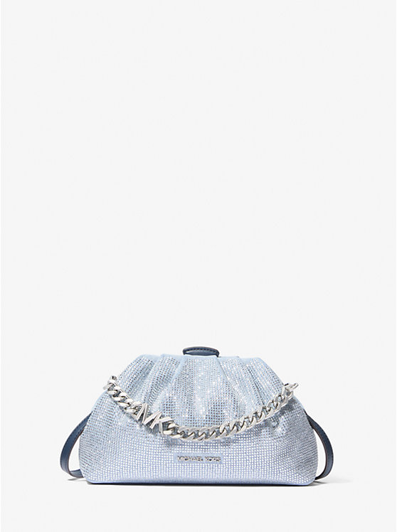 Nola Small Crystal Embellished Washed Denim Crossbody Bag Michael Kors