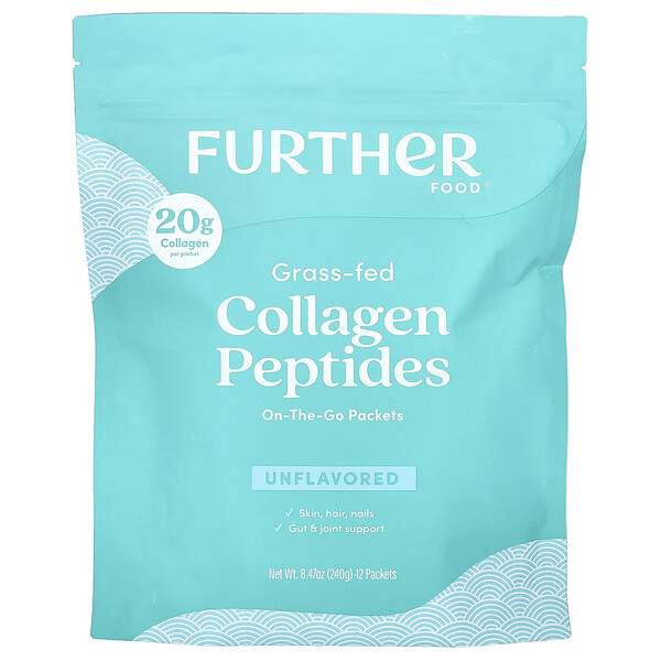Grass-Fed Collagen Peptides, Unflavored, 12 Packets, 0.71 oz (20 g) Each Further Food