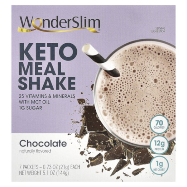 Keto Meal Shake, Chocolate, 7 Packets. 0.73 oz (21 g) Each WonderSlim