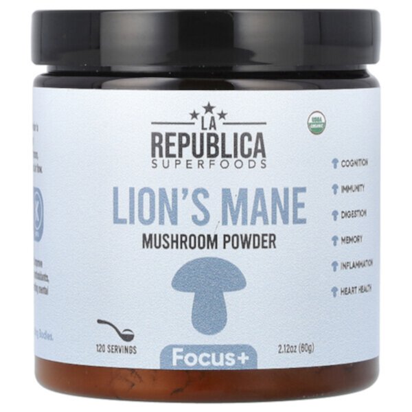 Superfoods, Lion's Mane Mushroom Powder (Порошок), 2.12 oz (Унции) (60 g) LA Republica