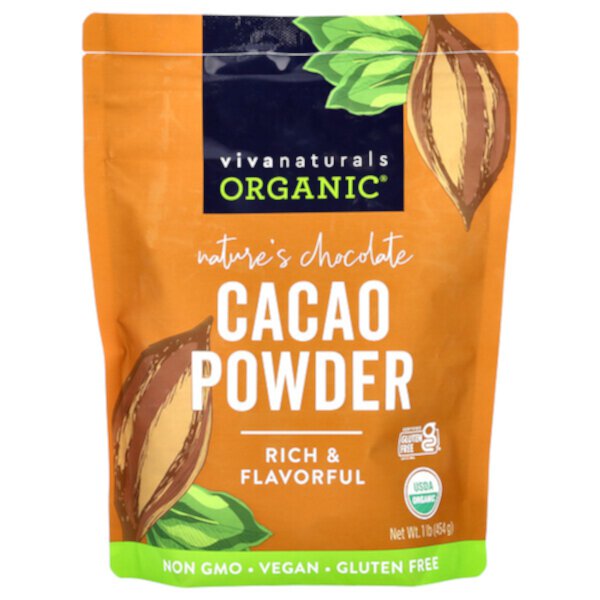 Organic Cacao Powder, 1 lb (454 g) Viva Naturals