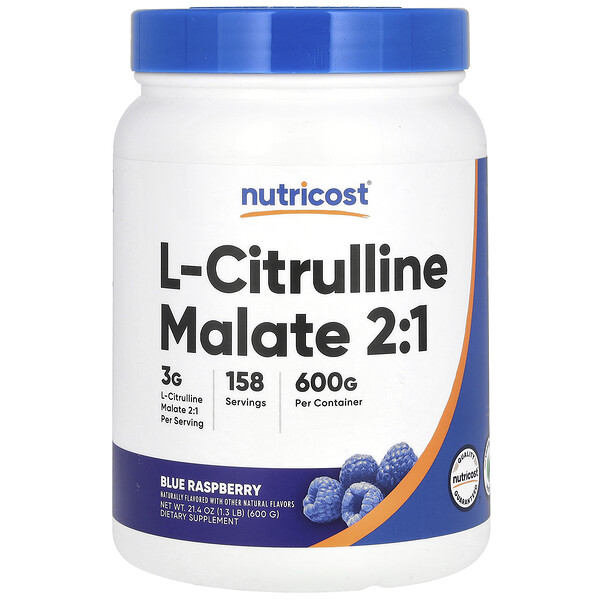 L-Citrulline Malate 2:1, Blue Raspberry, 21.4 oz (600 g) Nutricost