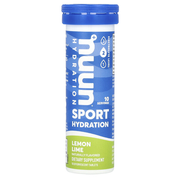 Sport Hydration, Effervescent Electrolyte Drink, Lemon Lime, 10 Tablets NUUN