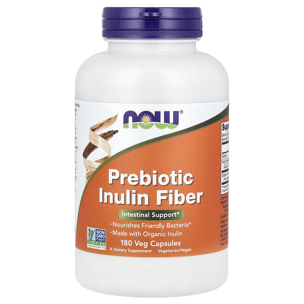 Prebiotic Inulin Fiber, 180 Veg Capsules NOW Foods