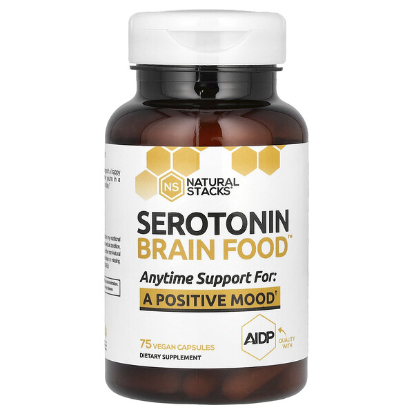 Serotonin Brain Food , 75 Vegan Capsules Natural Stacks