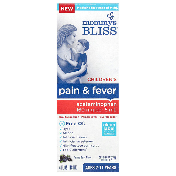 Children's, Pain & Fever, Ages 2-11 Years, Yummy Berry , 4 fl oz (118 ml) Mommy's Bliss