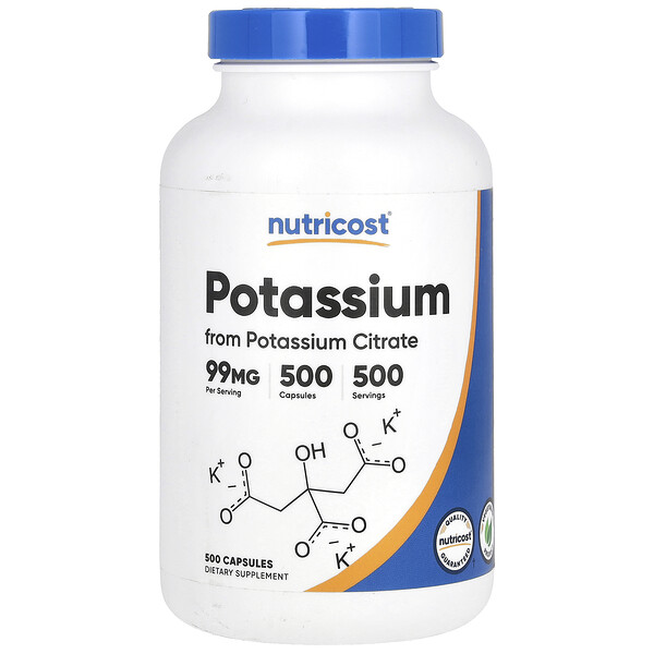 Potassium , 99 mg, 500 Capsules Nutricost