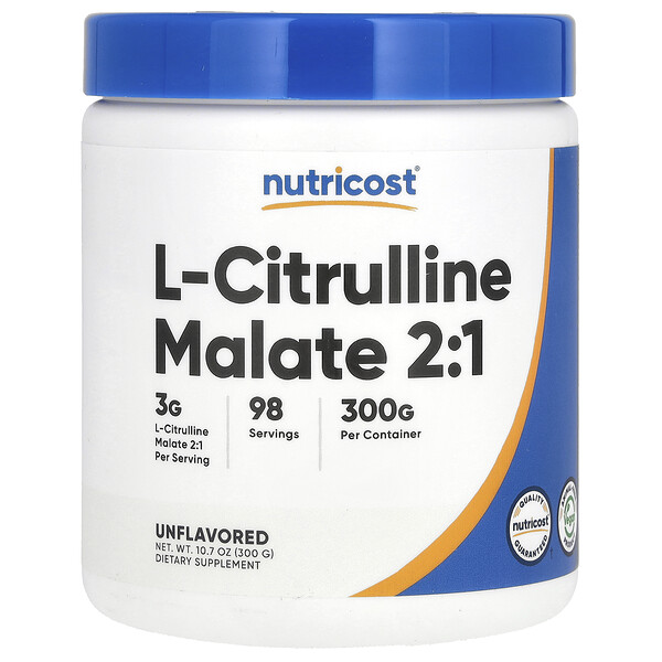 L-Citrulline Malate 2:1, Unflavored, 10.7 oz (300 g) Nutricost