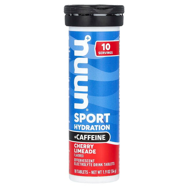 Sport Hydration + Caffeine, Effervescent Electrolyte Drink, Cherry Limeade, 10 Tablets NUUN