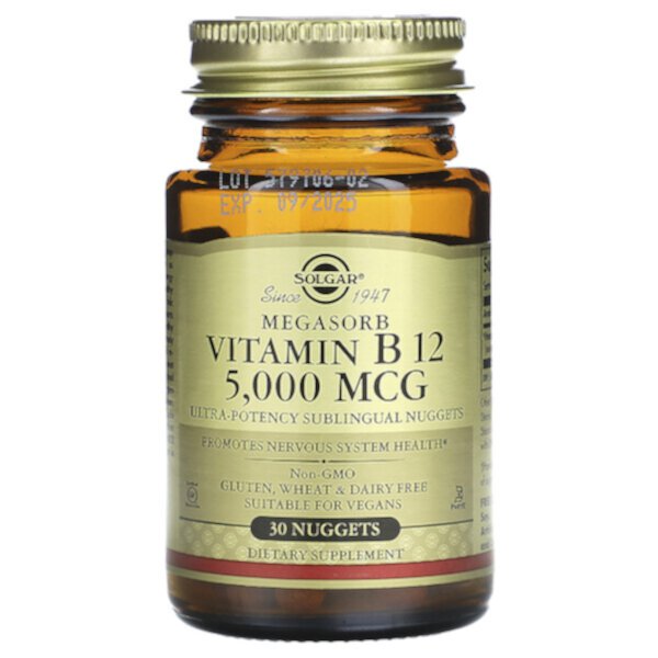 Megasorb, Vitamin B12, 5,000 mcg, 30 Nuggets Solgar