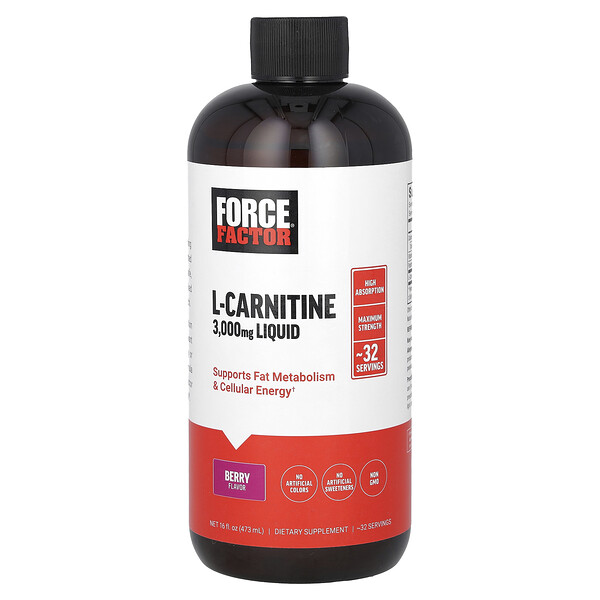 L-Carnitine Liquid, Berry, 3,000 mg , 16 fl oz (473 ml) Force Factor