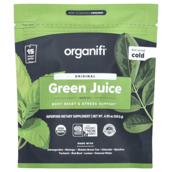 Original Green Juice, 15 Travel Packets, 4.95 oz (139.5 g) Organifi