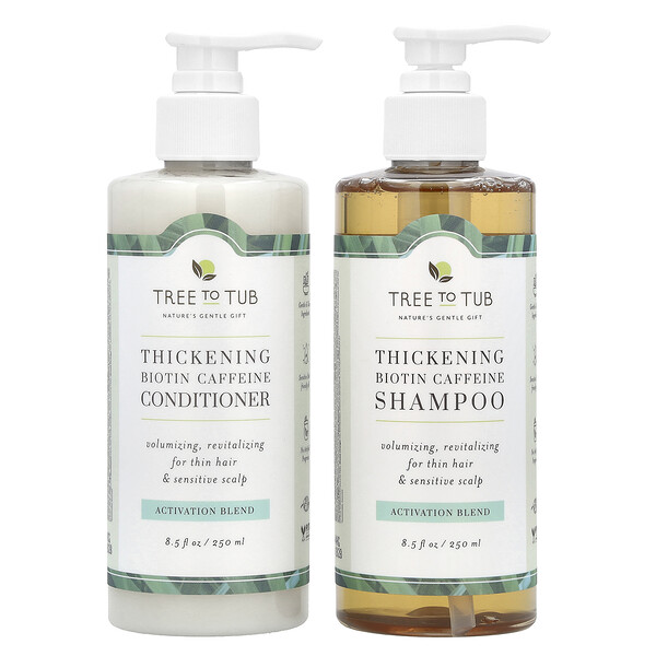 Thickening Biotin Caffeine Shampoo & Conditioner Set, 2 Piece Set, 8.5 fl oz (250 ml) Each Tree To Tub
