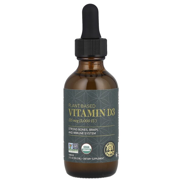 Plant-Based Vitamin D3, 125 mcg (5,000 IU), 2 fl oz (59.2 ml) Global Healing
