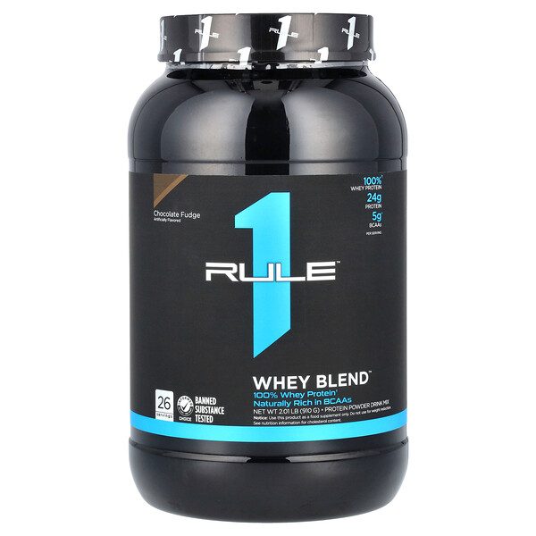 Whey Blend, Protein Powder (Порошок) Drink Mix, Chocolate Fudge, 2.01 lb (Фунты) (910 g) Rule One Proteins