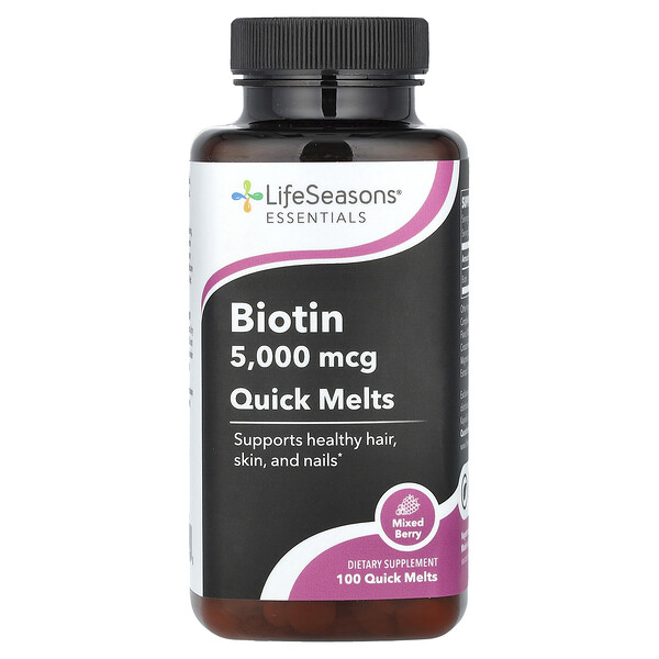 Biotin, Mixed Berry, 5,000 mcg, 100 Quick Melts LifeSeasons