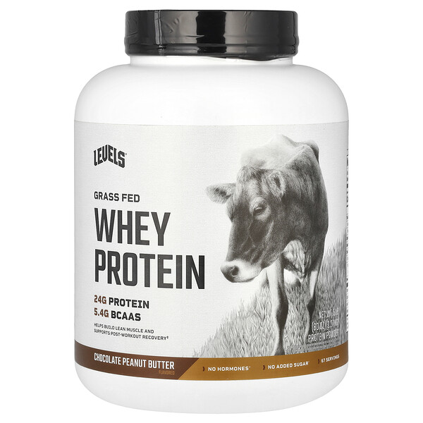 Grass Fed Whey Protein Powder, Chocolate Peanut Butter, 5 lb (2.27 kg) Levels