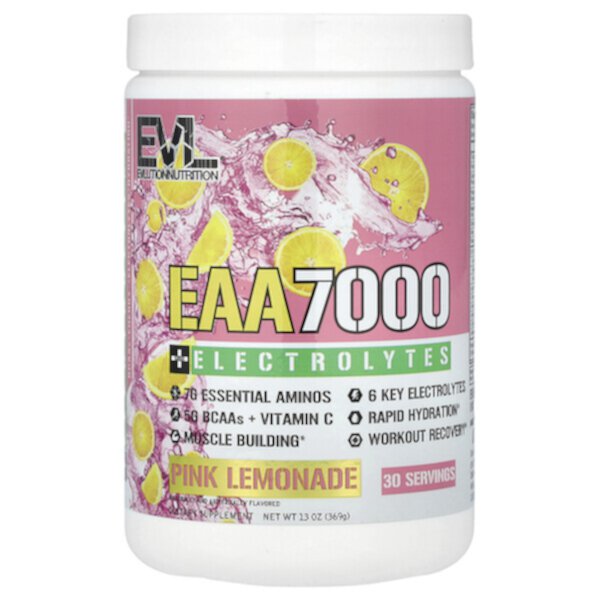 EAA 7000 + Electrolytes, Pink Lemonade, 13 oz (Унции) (369 g) EVLution Nutrition