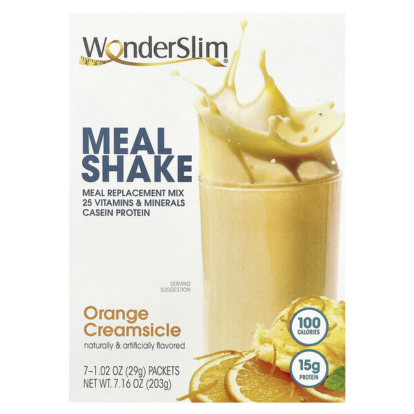 Meal Shake, Orange Creamsicle, 7 Packets, 1.02 oz (29 g) Each WonderSlim