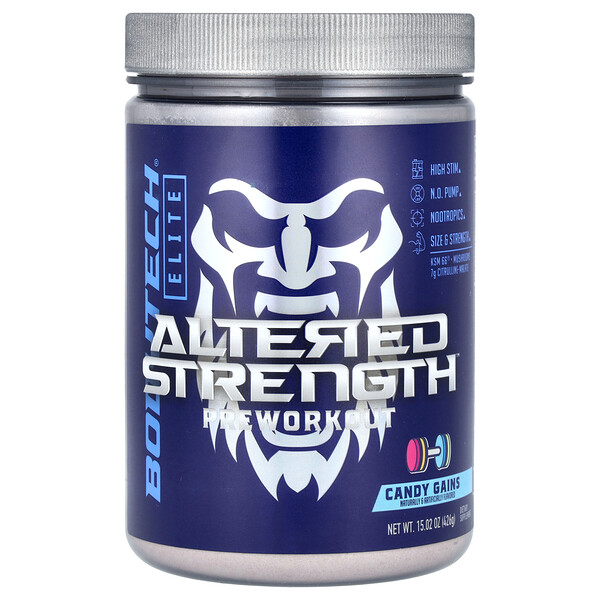 Elite, Altered Strength Pre-Workout, Candy Gains, 15.02 oz (426 g) BodyTech