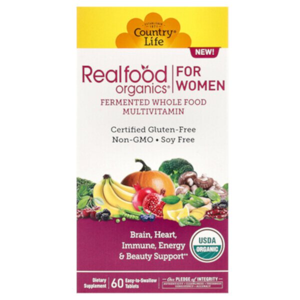 Realfood Organics, Multivitamin For Women, 60 Easy-to-Swallow Tablets Country Life