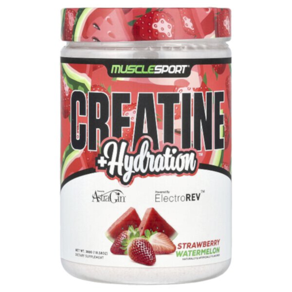 Creatine + Hydration, Strawberry Watermelon, 10.58 oz (300 g) MuscleSport
