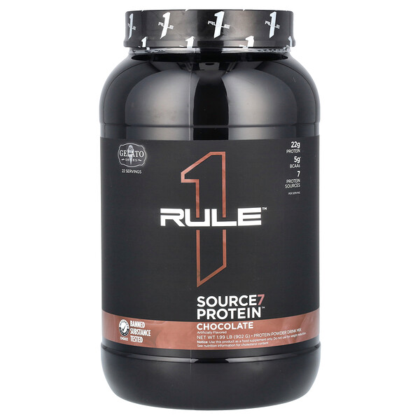 Source7 Protein Powder Drink Mix, Chocolate, 1.99 lb (902g) Rule One Proteins