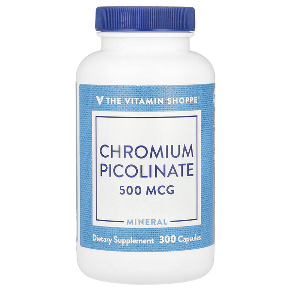 Chromium Picolinate, 500 mcg, 300 Capsules (Капсулы) The Vitamin Shoppe