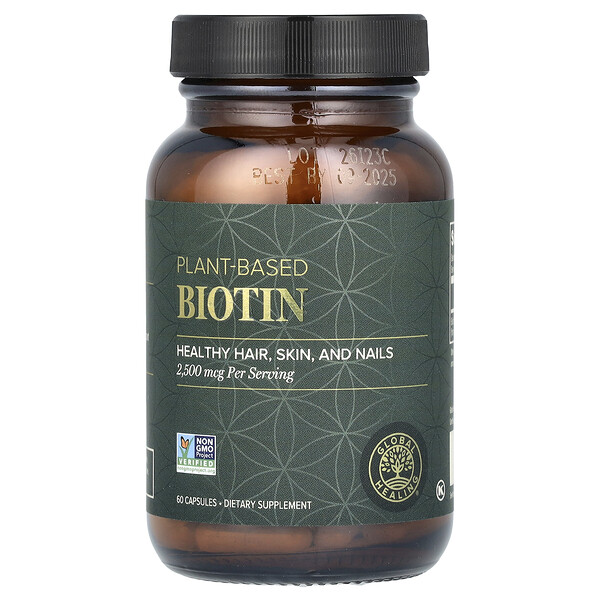 Plant-Based Biotin, 2,500 mcg, 60 Capsules Global Healing