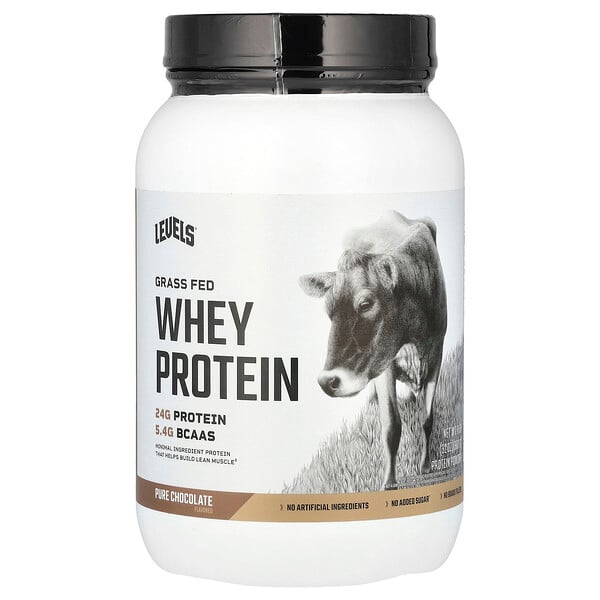 Grass Fed Whey Protein Powder, Pure Chocolate , 2 lb (907 g) Levels